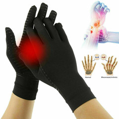 2 Pairs Copper Compression Gloves Finger Support Anti Arthritis Hand Pain Relief