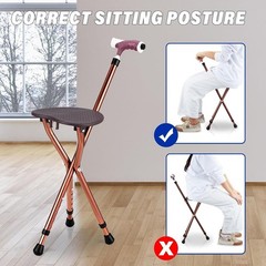 Folding Cane Seat Combo 400 lbs Capacity 1 Count (Pack of 1), Blue/Silver
