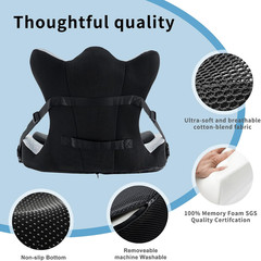 Ergonomic Back and Seat Cushions, Lumbar Support with Detachable Cover, for Back