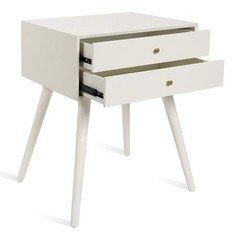 Kate And Laurel Finco Midcentury Modern Style Side Table 2 Drawers White Finish