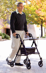 Aluminium Step N Rest Rollator Walker, Padded Seat, 6″ Wheels, Backrest, Storage
