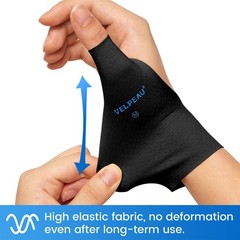 VELPEAU Elastic Thumb Wrist Support Brace (Pack Medium, Long Version – Black