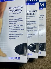 (3) Truform 20-30 Below Knee Compression Stockings Closed Toe Black Large 8865BL