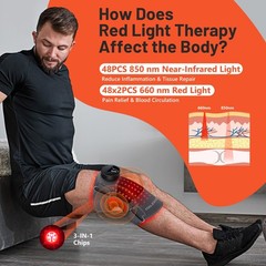 Red Light Therapy & Vibration Massage Knee Brace,660&850nm Wireless Rechargeable