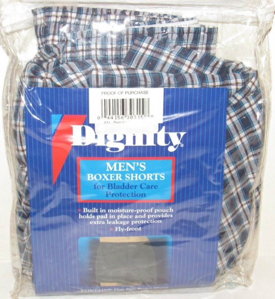 Dignity Men’s Boxer Shorts Incontinent Bladder Care XXL Men Underwear Blue 2XL
