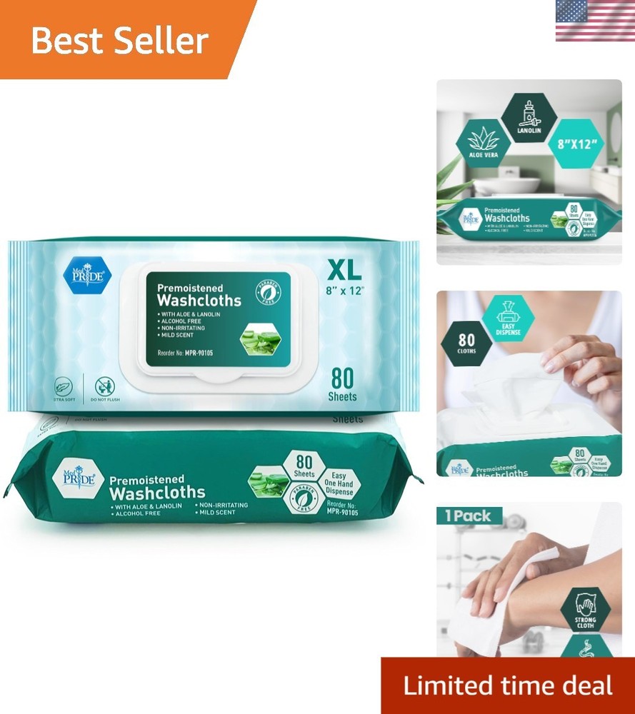Gentle Aloe Vera Wipes for Sensitive Skin – Pack of 80 Disposable Cloths