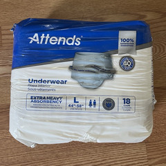 Attends Incontinence Pants Extra Heavy Absorbency 44-58in White Disposable 18ct