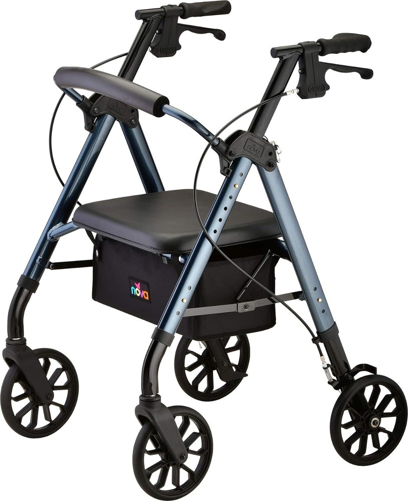NOVA STAR 8 Rollator Walker w/Perfect Fit System Ltweight Folding-OPENBOX BLUE