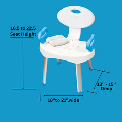 Carex EZ Adjustable Shower Chair 300lb Cap – Wide Bath Seat with Arms & Backrest