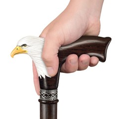 Asterom Hand-Painted Wooden Carved Walking Cane For Men – Bald Eagle – Unique