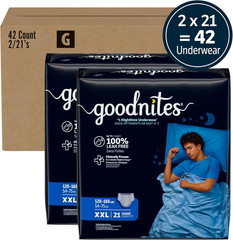 Goodnites Boys‘ Nighttime Underwear, Size XXL (120-165 Lbs), 42 Ct (2 Packs of 2
