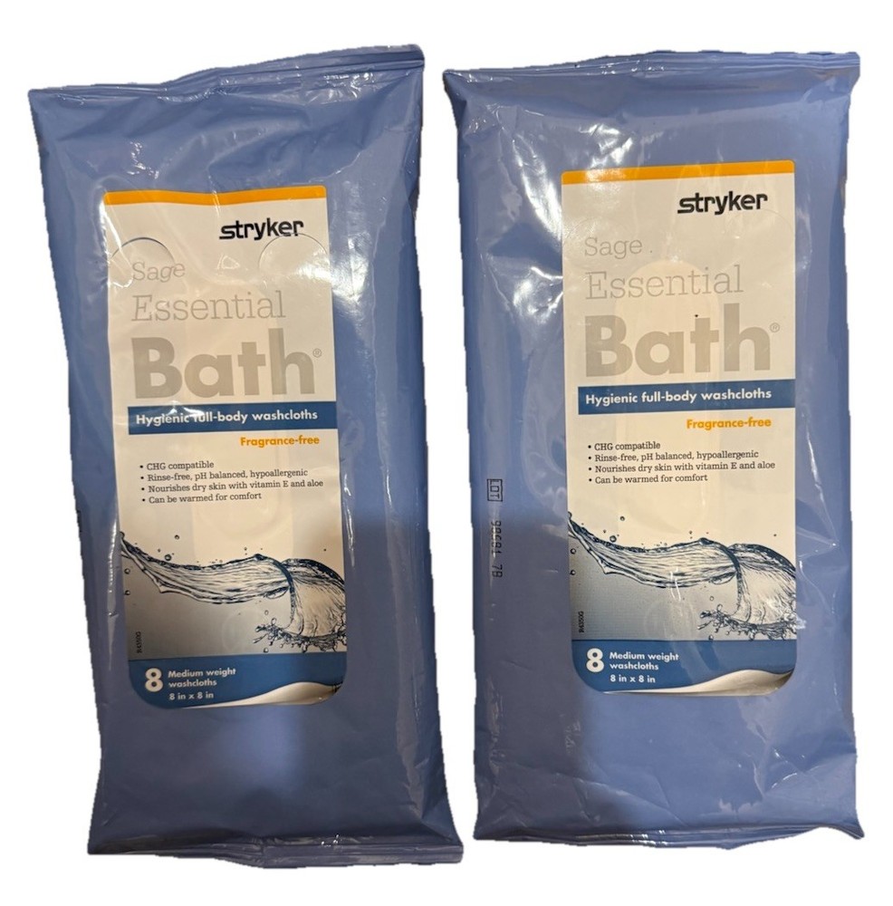 2 PACKS Stryker Sage Essential Bath Full-body Washcloth – Fragrance Free #7803