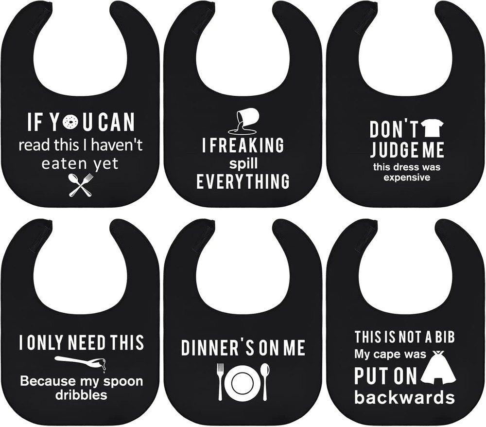 6 Pcs Adult Bibs for Women Men Funny Adult Bibs Washable Waterproof Clothing Pro