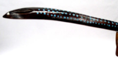43″ Hand Carved Painted Wood Walking Stick Cane Warrior Wood Bearded Snake Man