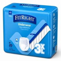FitRight Adult Incontinence Underwear, Unisex, Ultra Absorbency, 3XL, 20 Count