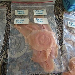 box of prosthetic pieces Halloween stage scars/nose 10 pieces-bumps bruises-