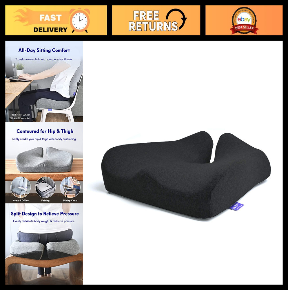 Pressure Relief Seat Cushion for Office & Home Chair – Extra-Dense Memory Foam,