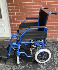 Monicare Transport Folding Wheelchair Flip Back Arm Swing Away Footrest 300lbs.