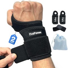 Free Size (Fit 5-10″ Wrist Circumference), Black, Support Brace, 2 Pack(Left…