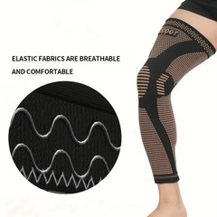 1pc Copper Compression Knee Sleeve Support Brace Stretchable Full Leg Knit Breat