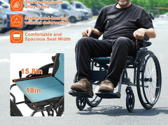 VEVOR Manual Wheelchair Foldable Quick Release Wheels Flip-Up Arms 250lb
