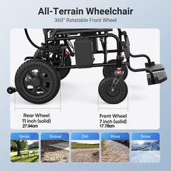Used Foldable Intelligent Electric 500W Power Mobility Wheelchairs All Terrain
