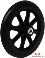 Wheelchair Front Wheel 8 inch Heavy Duty 5/16 inch Bearing 2-3/8 inch Hub Width