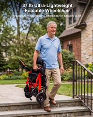 Electric Wheelchair with Headrest, Airline Approved, 37LB Lightweight