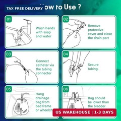 Urinary Drainage Bag 2000ml Urine Catheters Bags with Anti-Reflux Chamber | 3 Pa