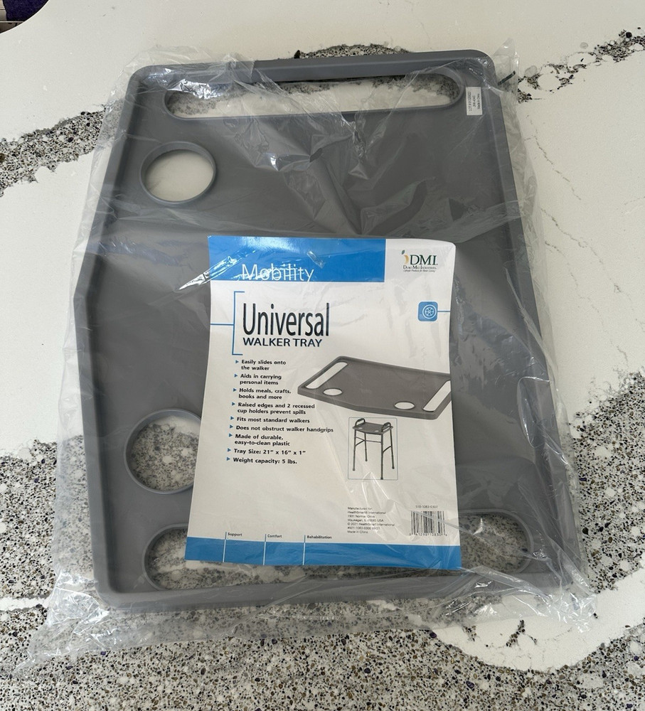 DMI Universal Walker Tray Gray Plastic 21 x 16 x 1 in 5 lb Cap 510-1083-0300