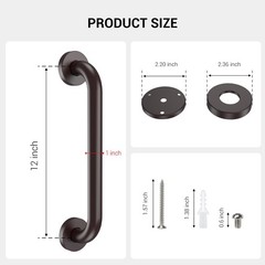 2 Pack 12 Inch Oil Rubbed Bronze Shower Grab Bars for Seniors with Screws