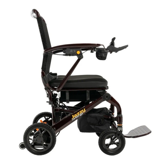 Jazzy Carbon 27 Folding Travel Power Chair Weighs Just 27.8 Pounds-Black Cherry