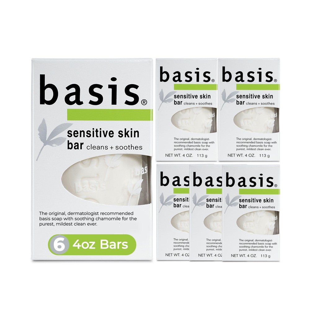 Basis Sensitive Skin Bar Soap For Body Hands And Face Unscented Soap Bar For