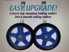 Top Glides 8 Inch Off-Road Walker Wheel Kits w/ FlexFit Walker Ski Glides Blue