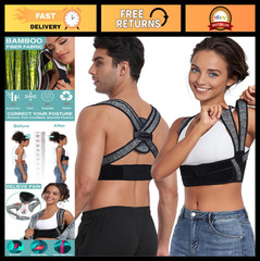Posture Corrector for Men & Women – Bamboo Fiber Back Straightener for Pain Reli