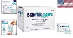 50 Count Skin-Tac Barrier Wipes – Non-Allergenic, Clear Adhesive for Face & Body