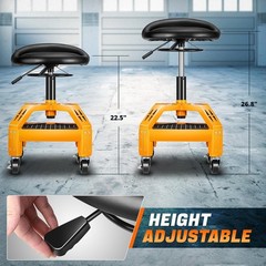 Rolling Padded Seat Adjustable Height Seat 330Lbs Capacity Rolling Mechanic Cree