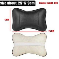 Car Neck Pillow PU Leather Headrest Cushion Universal Auto Seat Support Soft