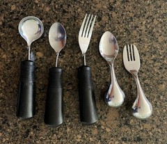 Easy Grip Weighted Adaptive Eating Utensils OXO and Other for Elderly/Disabled