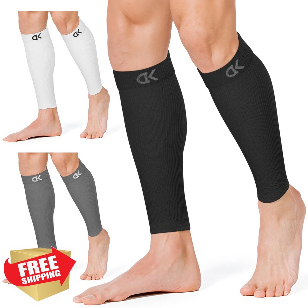 CHARMKING Calf Compression Sleeve L-XL Black/White/Grey 15-20 mmHg
