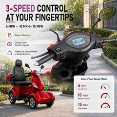 500 lbs 4 Wheel Mobility Scooter 500W All Terrain Fast Mobility Scooter 15 MPH