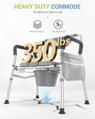 Heavy Duty Bariatric Bedside Commode 4-in-1 Toilet 350lb HYBODIES •NEW• w/extras