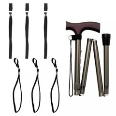 6 Pack Comfort Axis Walking Cane or Stick Stretchable Elastic Wrist Straps Black