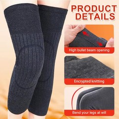 Knee Brace Support Pads Winter Warm Thicken Cashmere Wool Dark Grey Unisex
