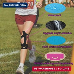 12 Count Precut Kinesiology Tape for Knees, Waterproof Knee Tape for Knee Pain R