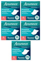 480 Count Assurance Premium Disposable Washcloth Pre-moistened Size XL -5x 96ct