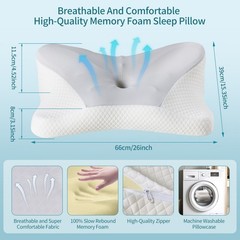 Cervical Neck Pillow Cooling Memory Foam – Orthopedic Contour Support for Side S