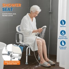 Rotating Bariatric Bath Chair Full Armrest Back Support
