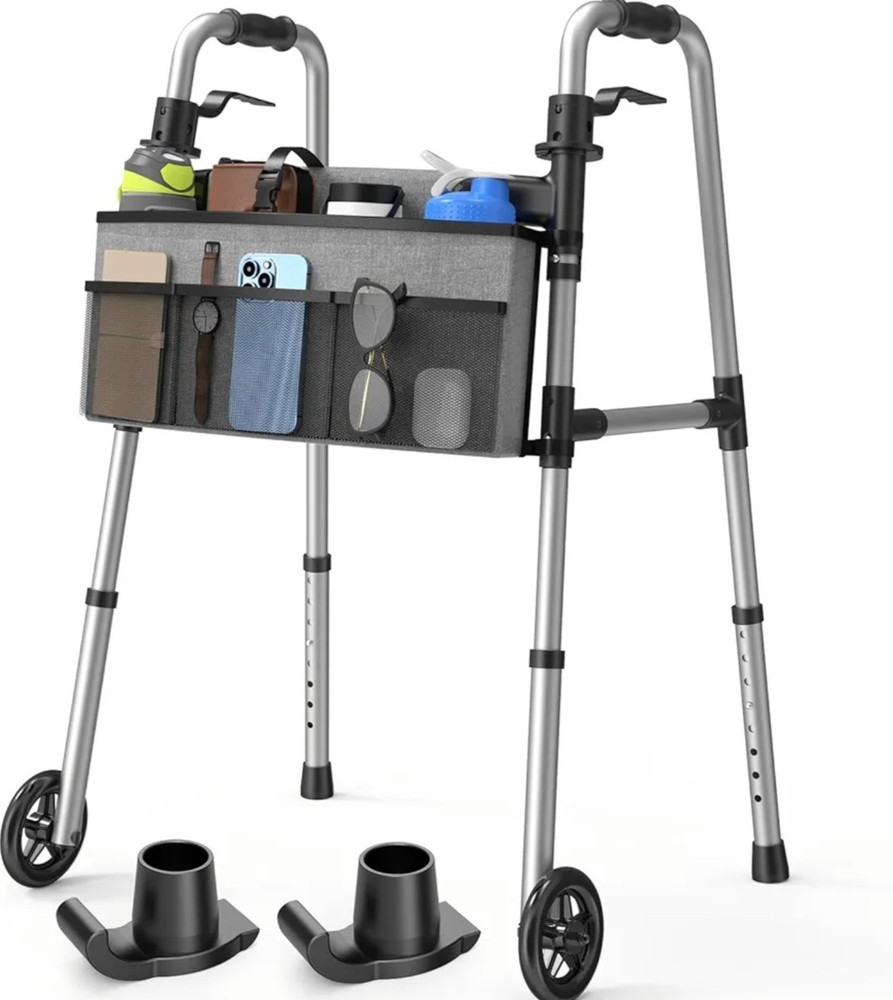 Loyoda Adjustable Folding Walking Frame with Wheels, Storage Bag, 350 lb