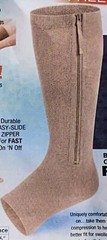 NWOT 1 pair beige compression stockings size L/XL up to 19″ calf w. side zipper